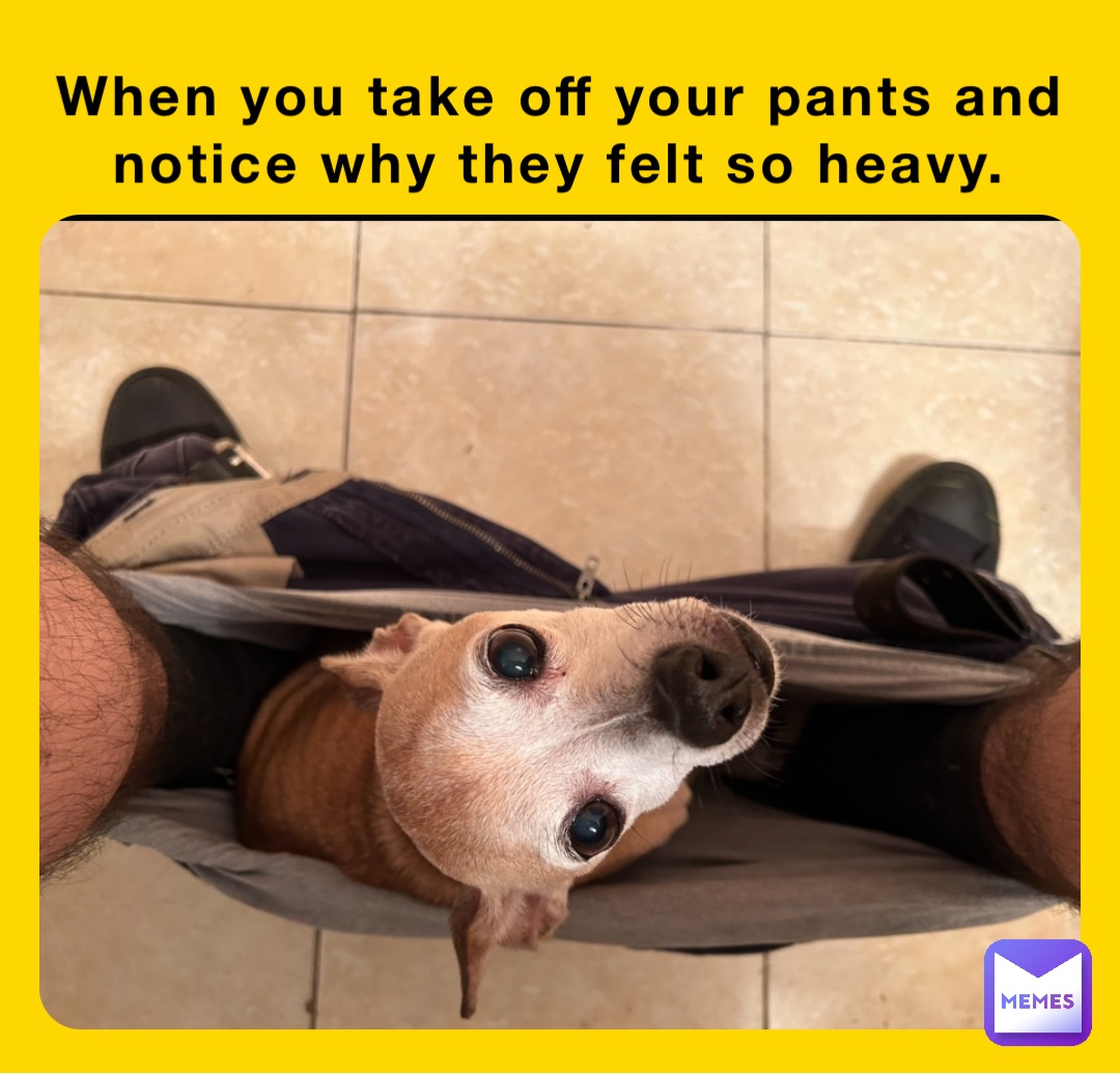 When you take off your pants and notice why they felt so heavy.