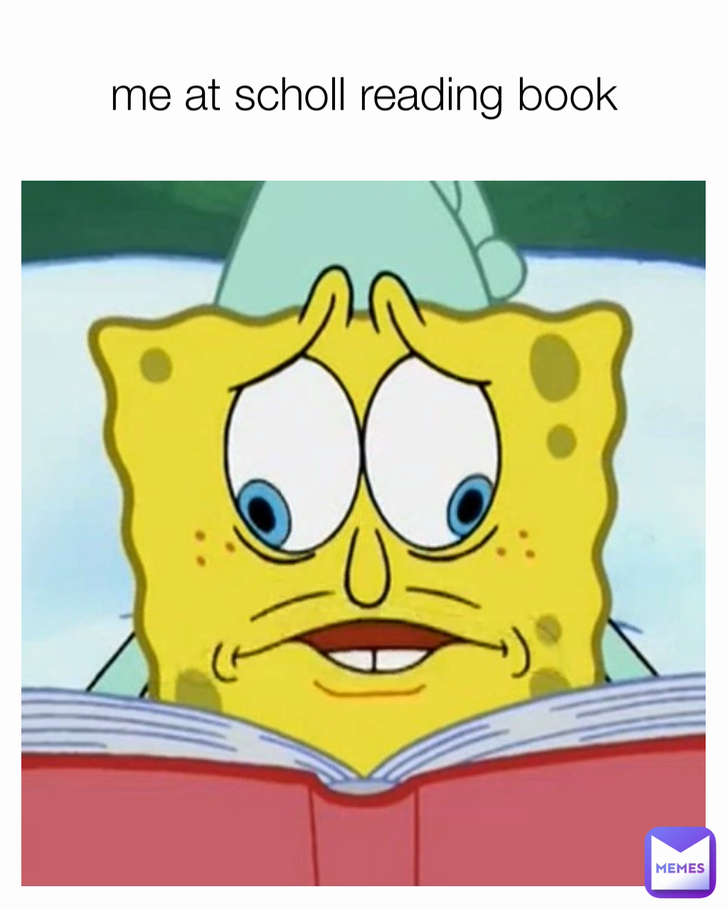 me at scholl reading book