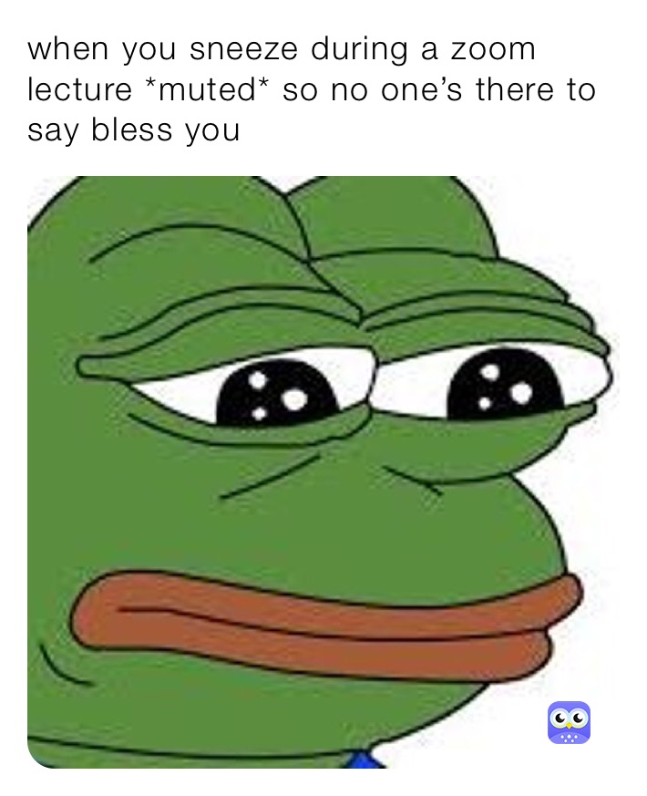 when you sneeze during a zoom lecture *muted* so no one’s there to say bless you  