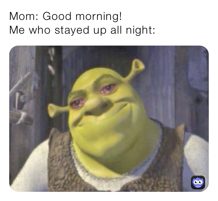 Mom: Good morning!
Me who stayed up all night: