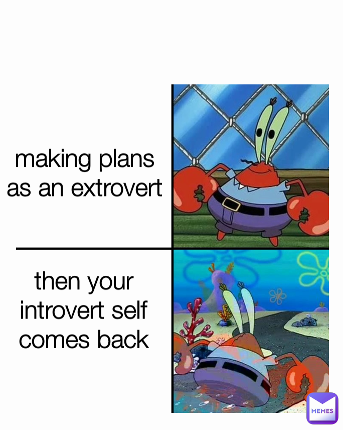 then your introvert self comes back making plans as an extrovert