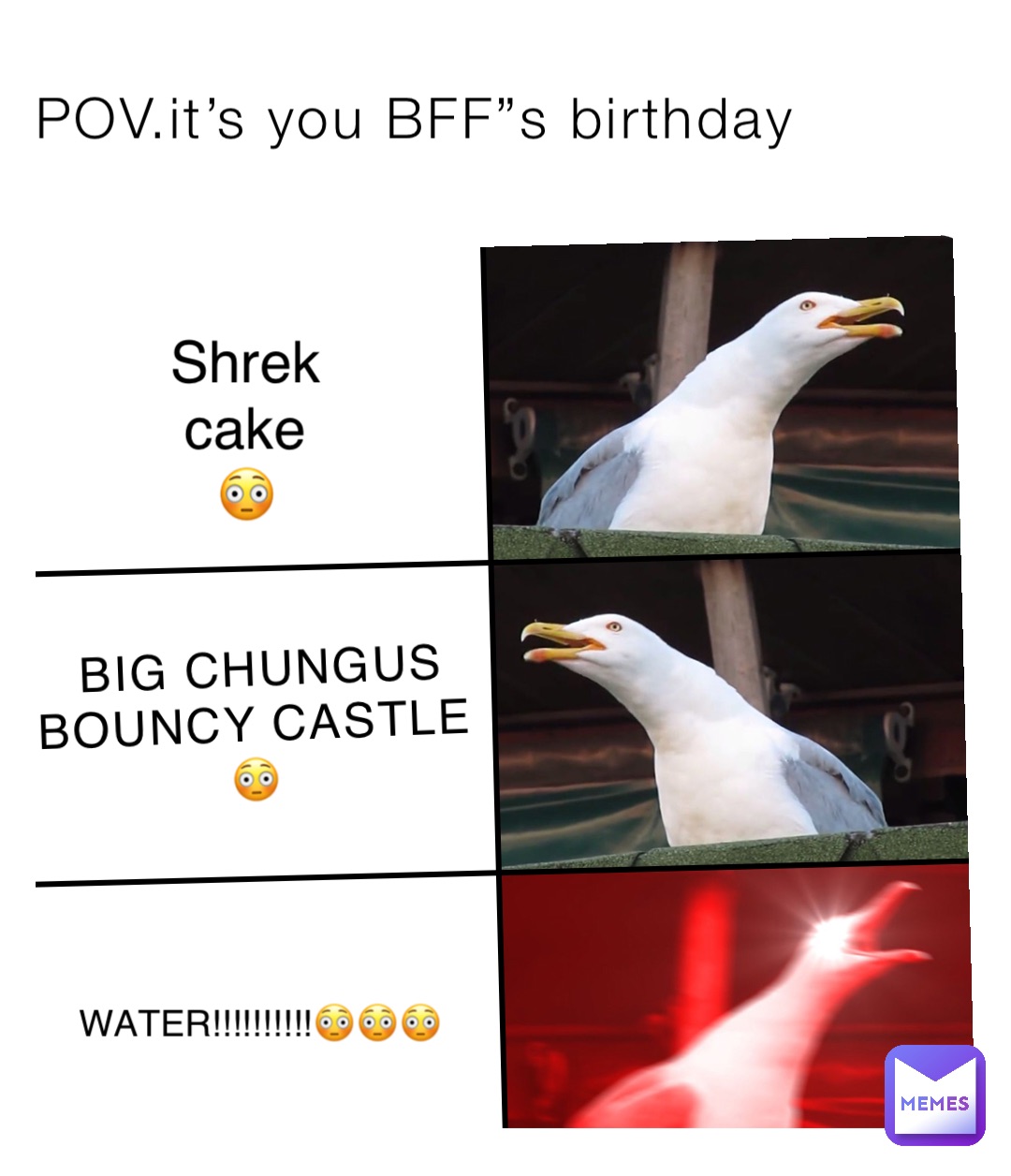 POV.it’s you BFF”s birthday Shrek cake😳 BIG CHUNGUS BOUNCY CASTLE😳 WATER!!!!!!!!!!😳😳😳