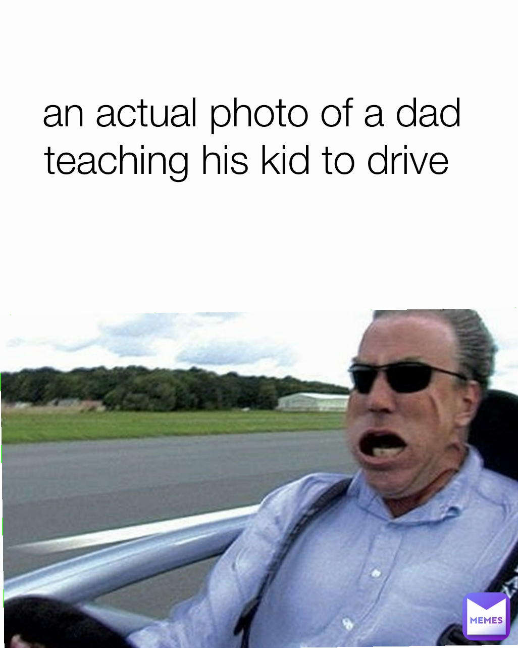 an actual photo of a dad teaching his kid to drive 