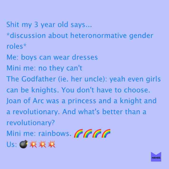 My 3.5 year old is an old soul and wise beyond her years, cuz really what's better than a rainbow? #WiseOldOwl #WhereDoesSheGetThisStuff #WhosKidIsThis #RainbowsAreGreaterThanEverything #RaisingATinyFeminist #BreakingDownSomeGenerationalSchemas #Rainbows