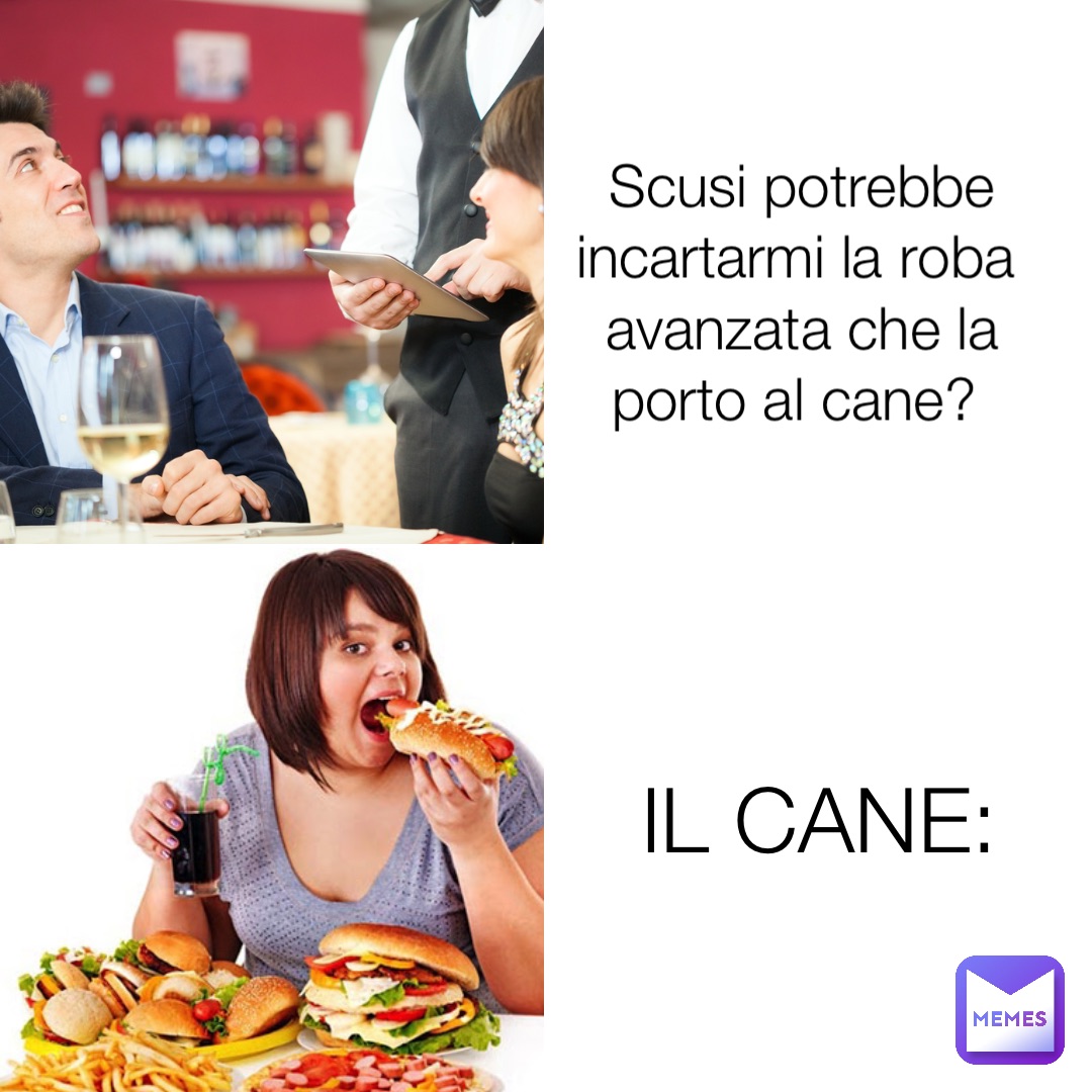 Scusi potrebbe incartarmi la roba avanzata che la porto al cane? IL CANE: