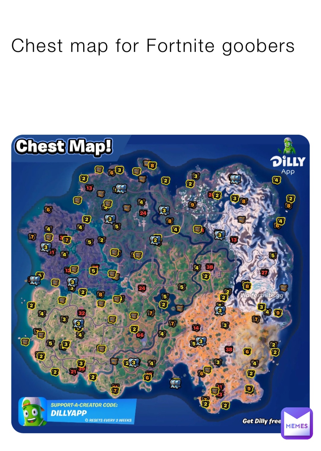 Chest map for Fortnite goobers