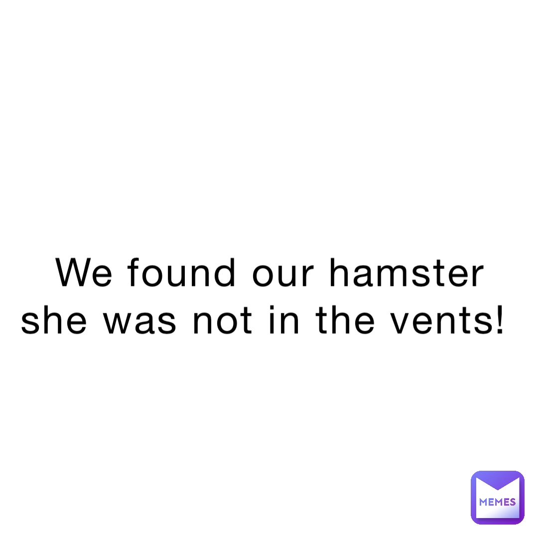 We found our hamster she was not in the vents!