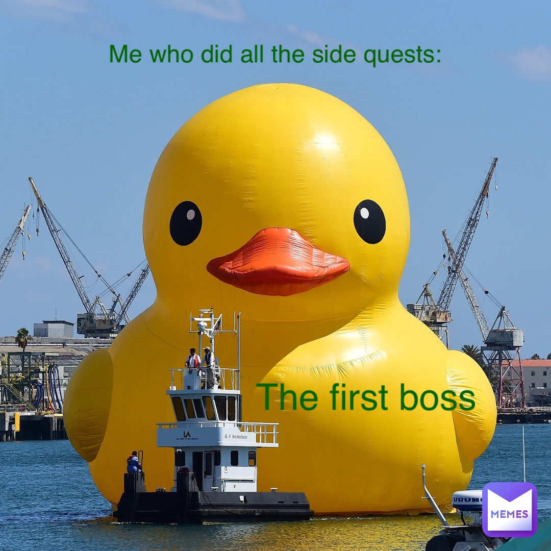 The first boss Me who did all the side quests: