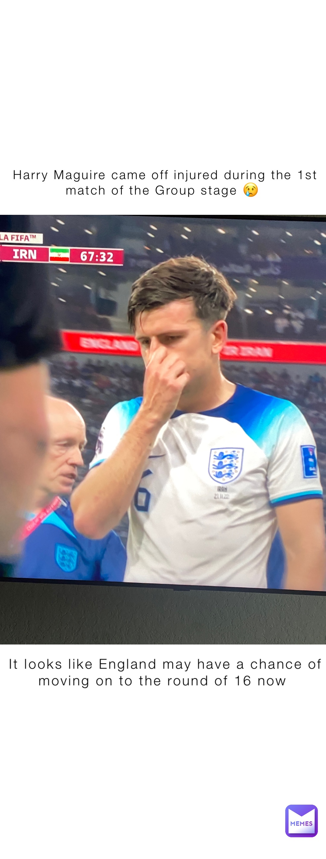 Harry Maguire came off injured during the 1st match of the Group stage 😢 It looks like England may have a chance of moving on to the round of 16 now