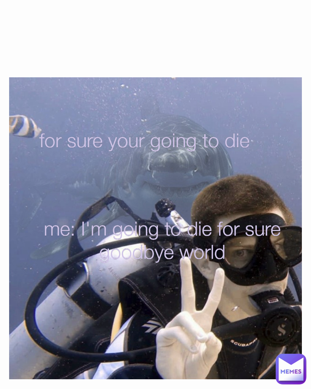 me: I'm going to die for sure goodbye world
 for sure your going to die 

