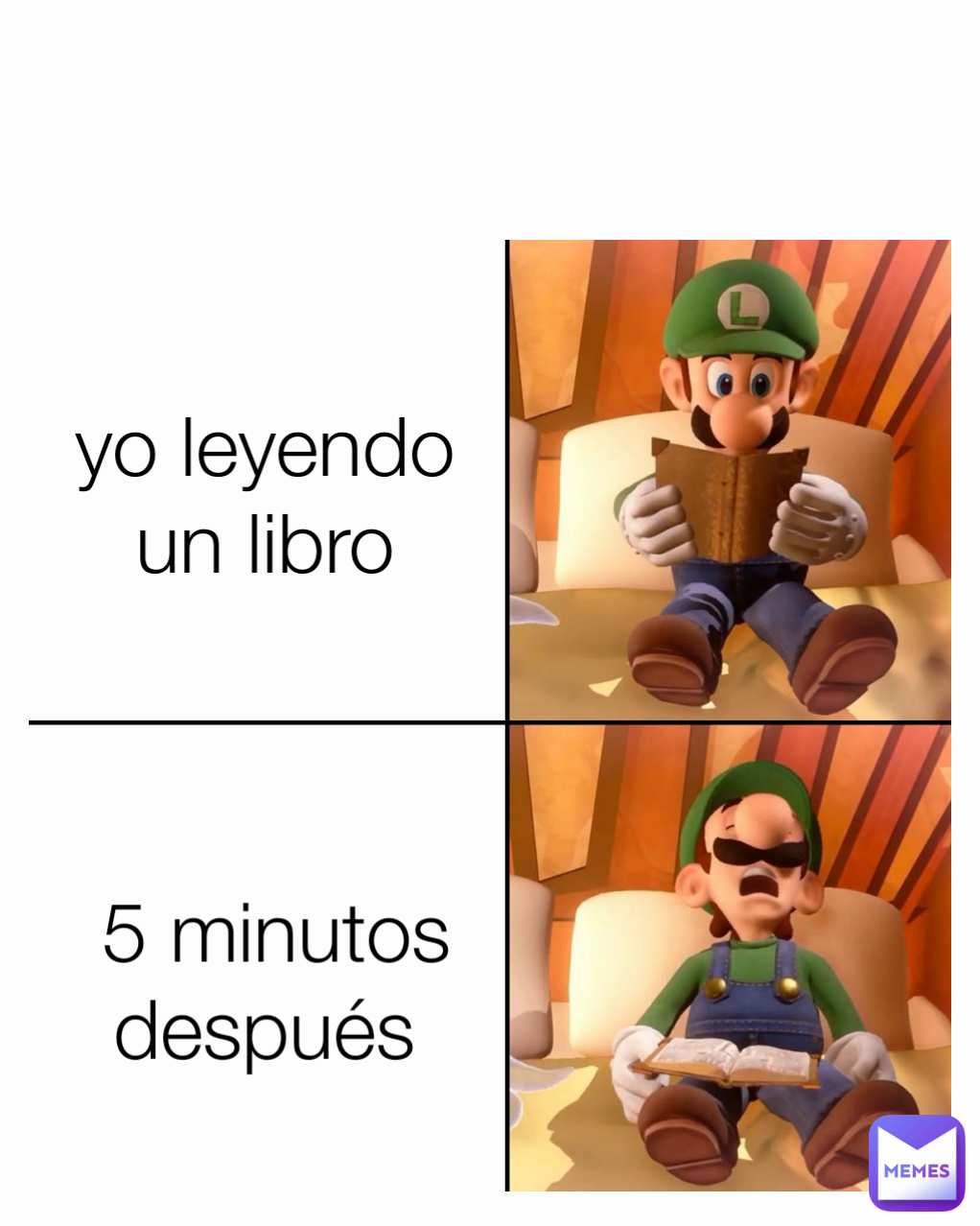 yo leyendo un libro 5 minutos después 
