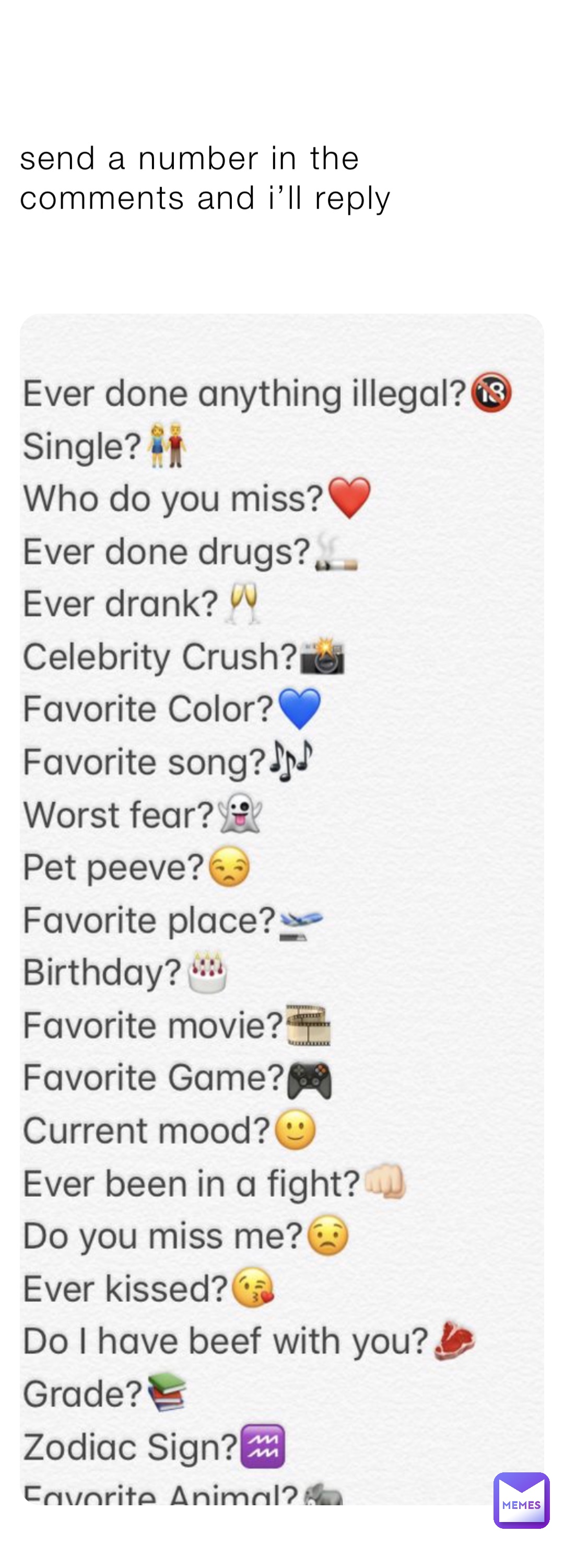 send a number in the comments and i’ll reply