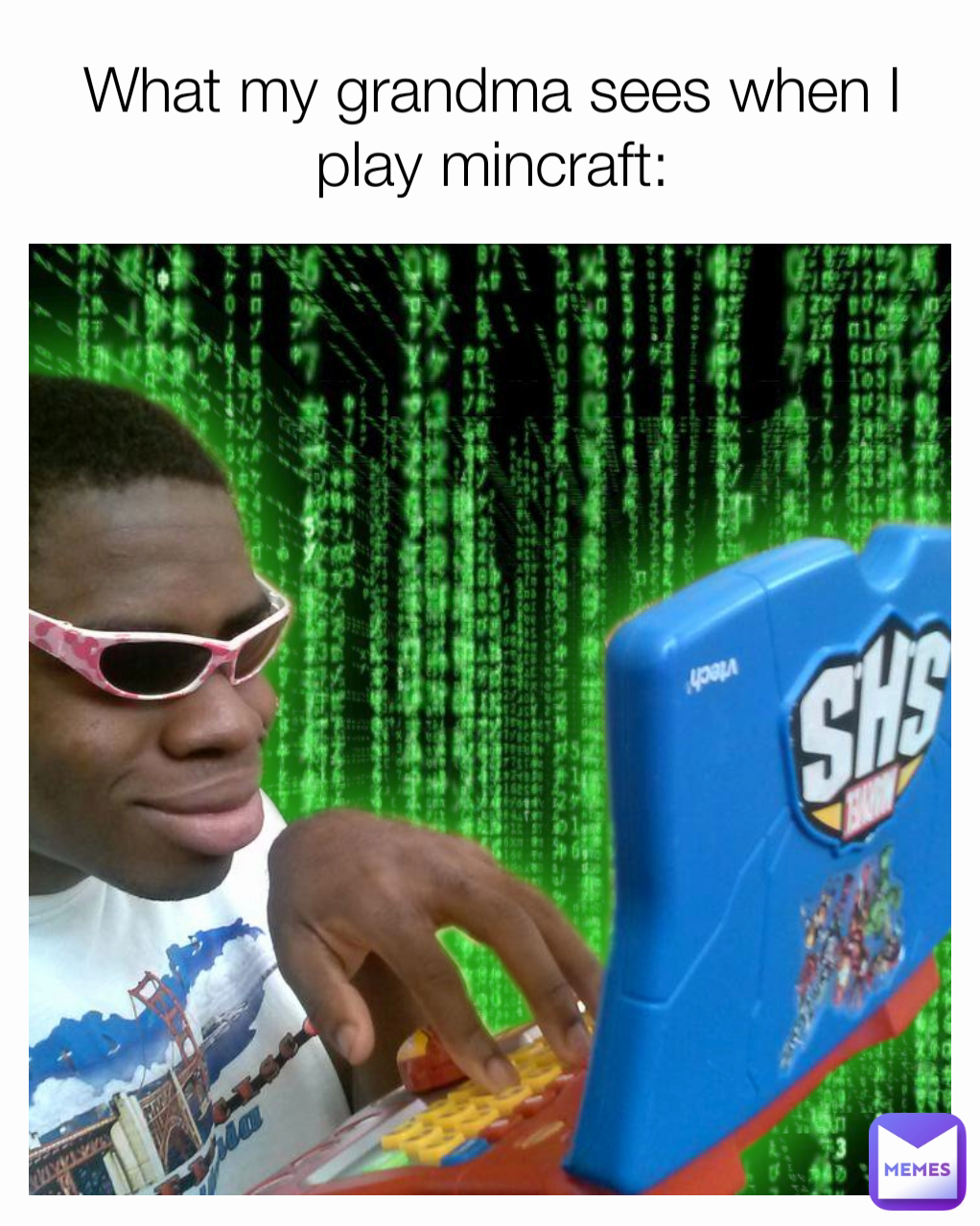 What my grandma sees when I play mincraft: