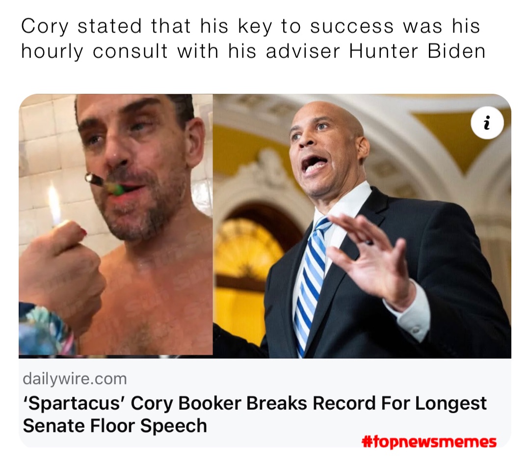 Cory stated that his key to success was his hourly consult with his adviser Hunter Biden