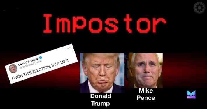 Really did not age well... 😂 #donaldtrump #donaldtrumpmemes #donaldtrumpmeme #mikepence #mikepencememes #joebiden #joebiden2020 #joebidenmeme #joebidenmemes #kamalaharris #kamalaharrismemes #trump #trumpmemes #trumpmeme #amongus #amongusmeme #amongusmemes #impostor #impostors #amongusimpostors #amongusgame #amonguscrewmates