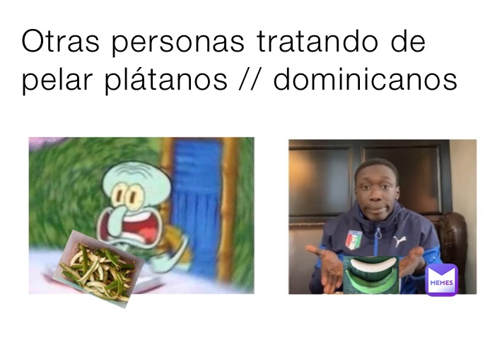 Otras personas tratando de pelar plátanos // dominicanos