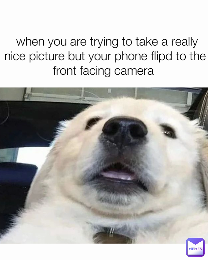  when you are trying to take a really nice picture but your phone flipd to the front facing camera  Type Text