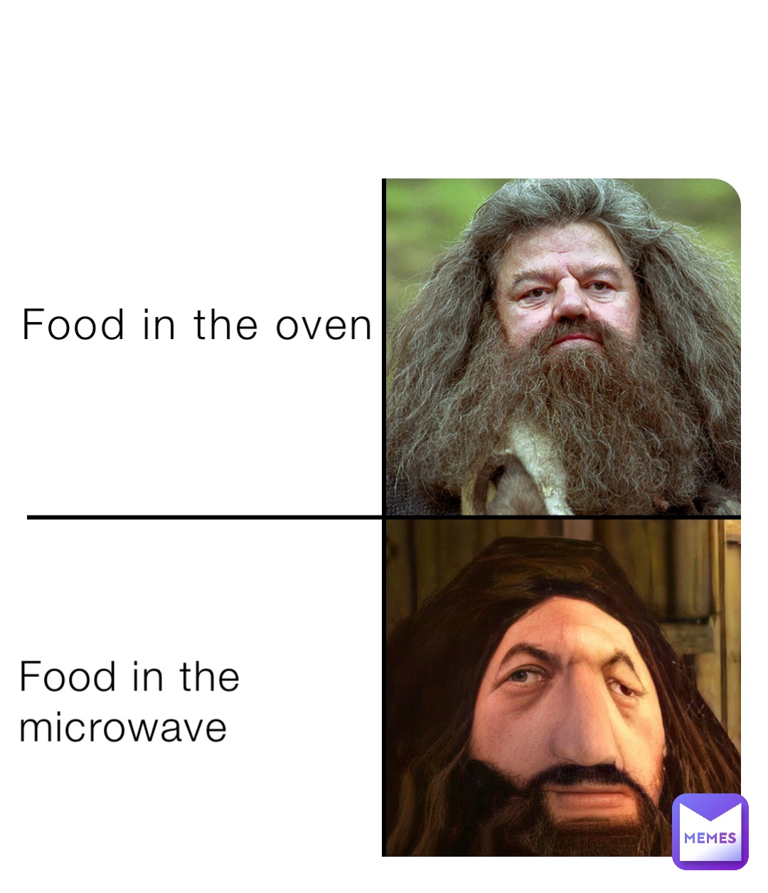 Food in the microwave Food in the oven