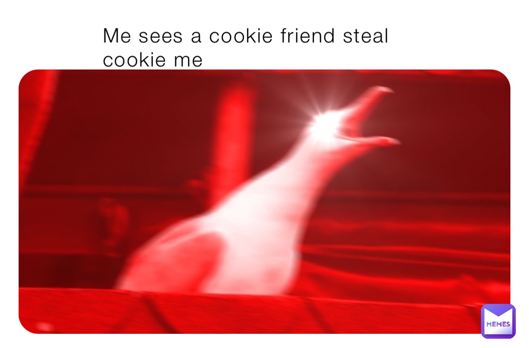 Me sees a cookie friend steal cookie me