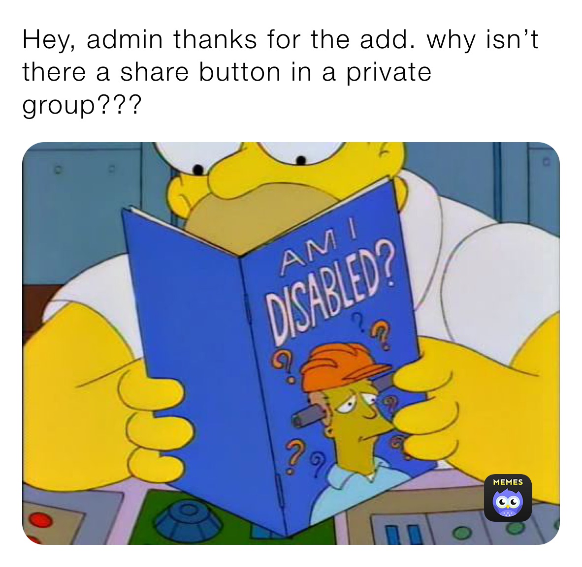 Hey, admin thanks for the add. why isn’t there a share button in a private group???