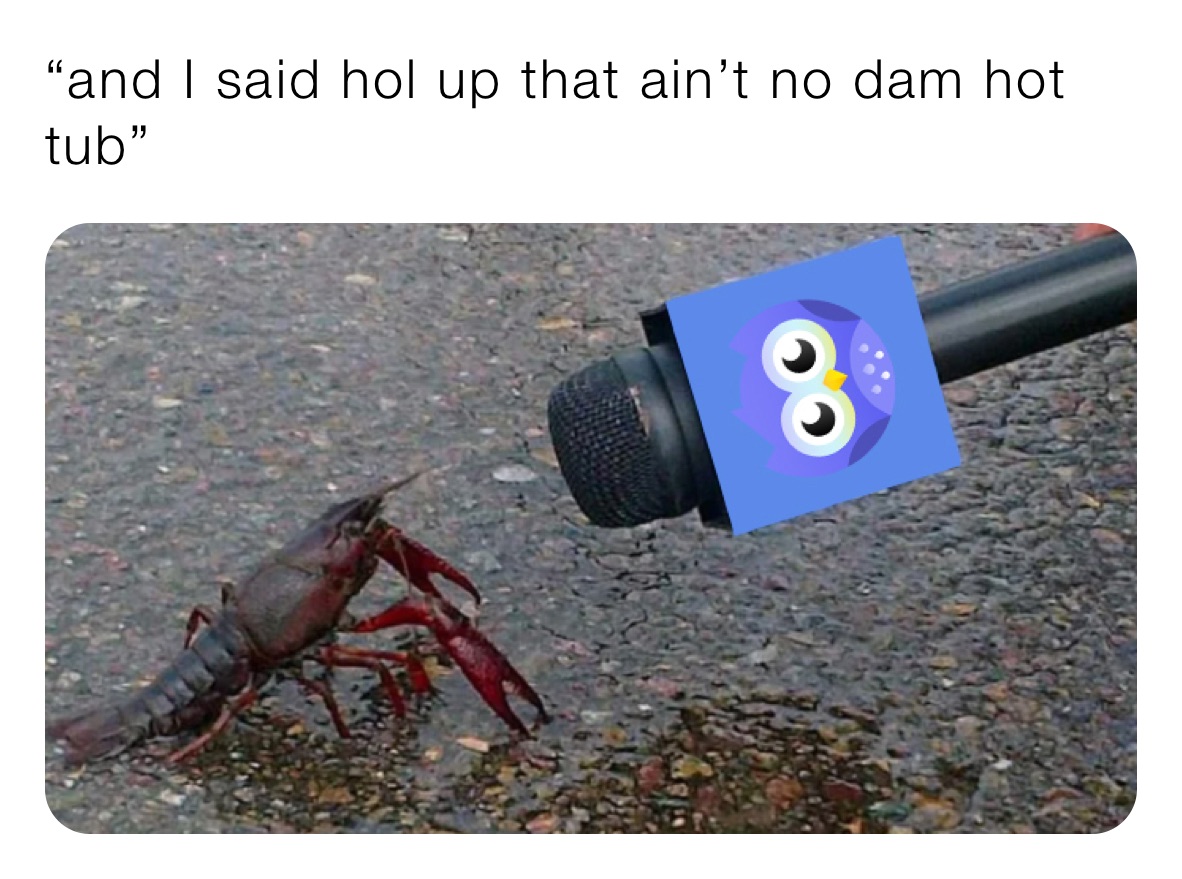 “and I said hol up that ain’t no dam hot tub”