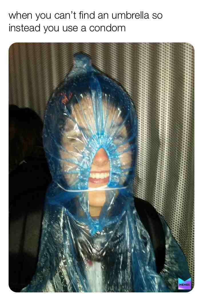Got to be creative 🤷🏼♀️ #umbrella #condom #rain