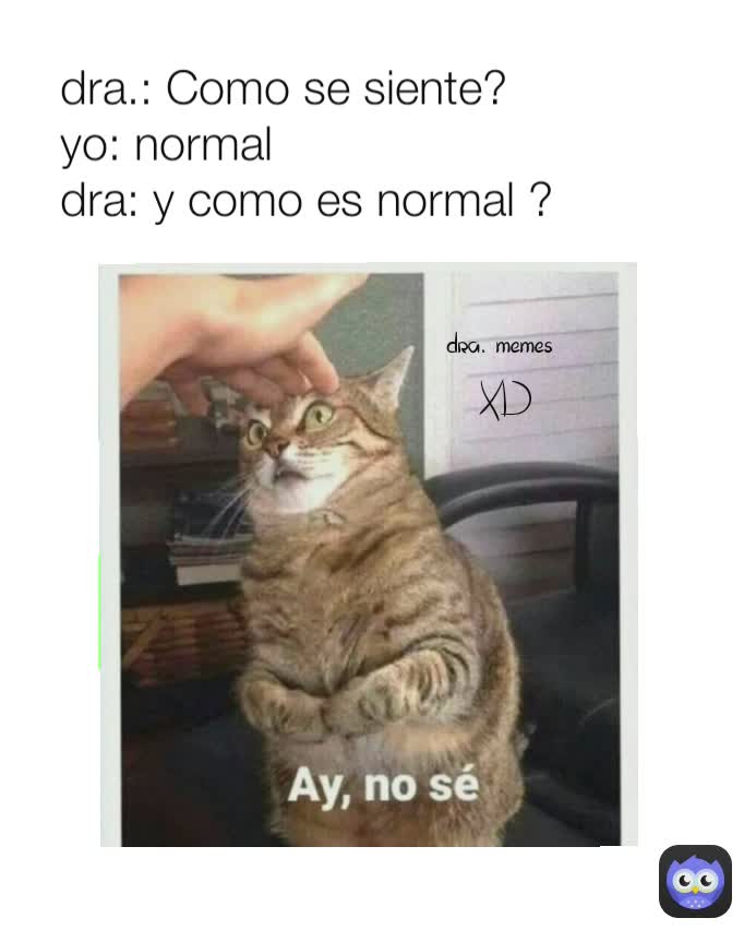 dra. memes
 XD dra.: Como se siente?
yo: normal
dra: y como es normal ?