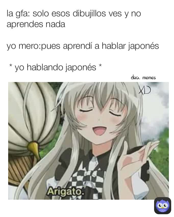 dra. memes
 XD la gfa: solo esos dibujillos ves y no aprendes nada 

yo mero:pues aprendí a hablar japonés 

 * yo hablando japonés *