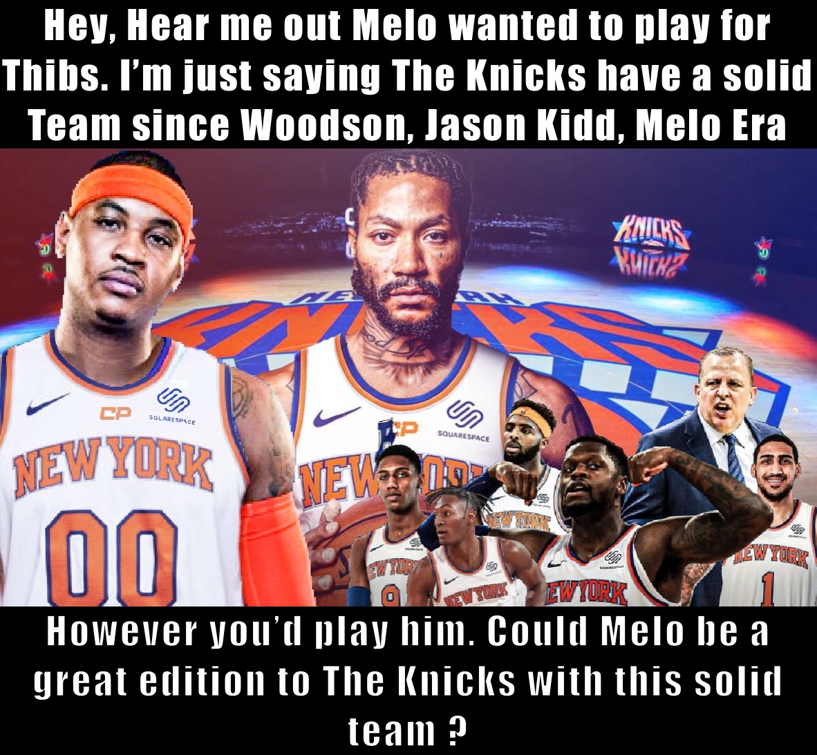 Hey, Hear me out Melo wanted to play for Thibs. I’m just saying The Knicks have a solid Team since Woodson, Jason Kidd, Melo Era However you’d play him. Could Melo be a great edition to The Knicks with this solid team ? 