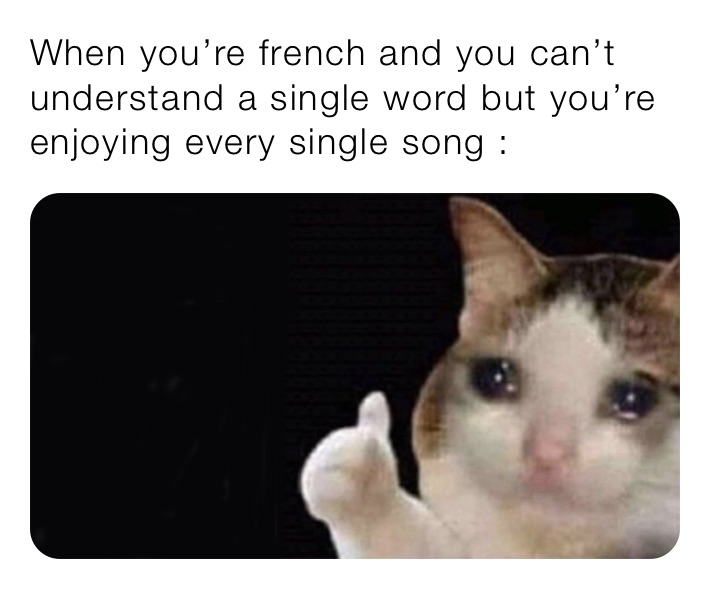 When you’re french and you can’t understand a single word but you’re enjoying every single song :