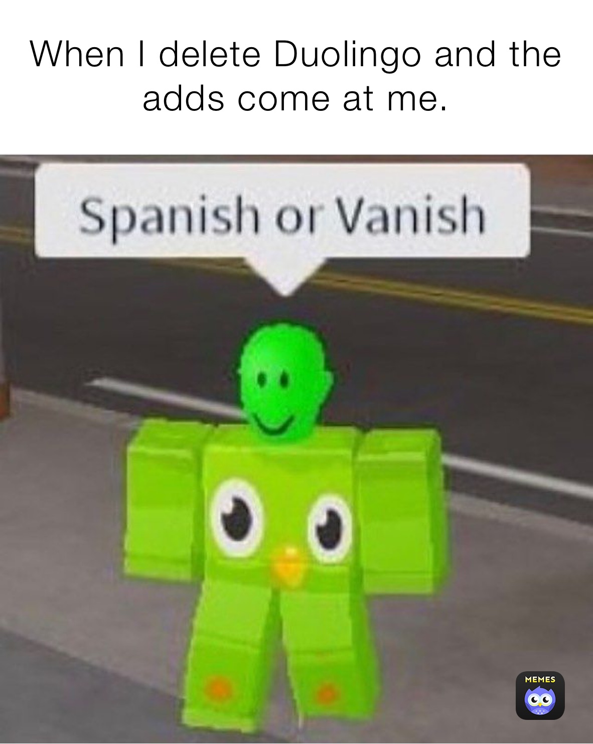 When I delete Duolingo and the adds come at me.