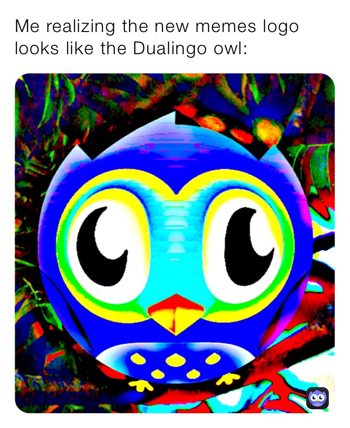 Me realizing the new memes logo looks like the Dualingo owl: