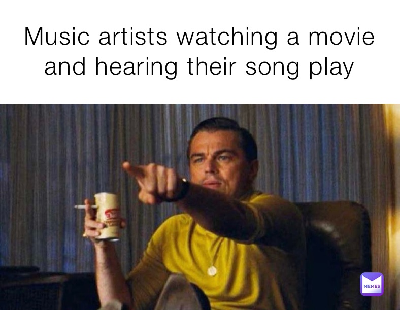 Music artists watching a movie and hearing their song play