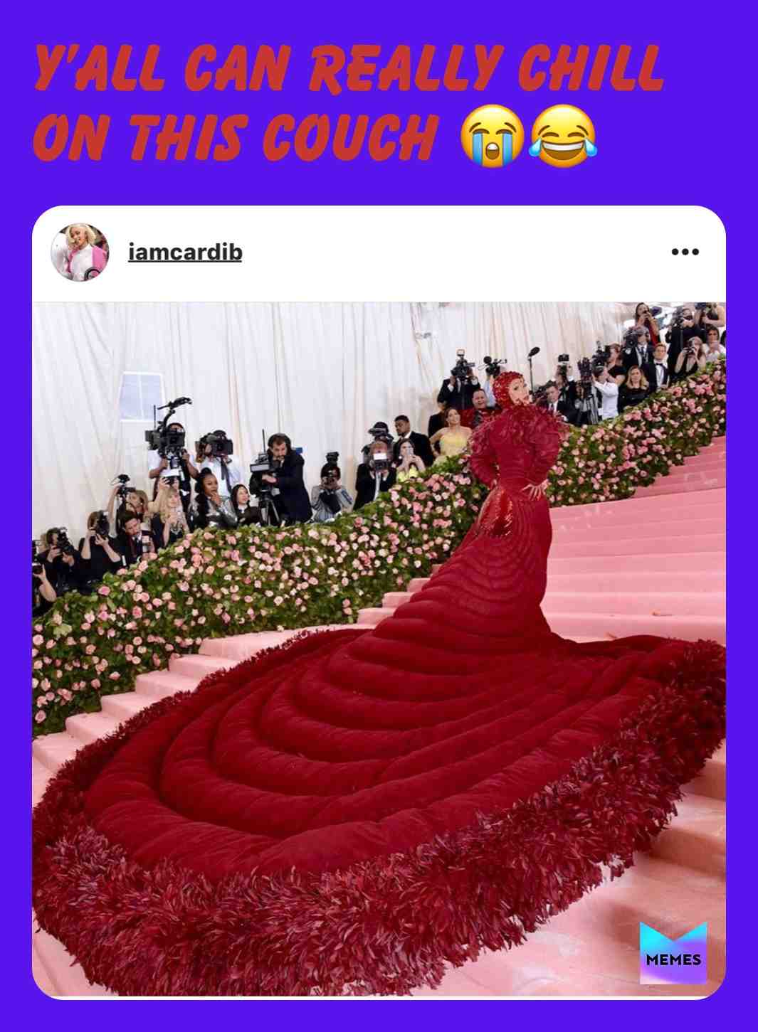 #comment  #like 
 #cardi b
Bc y\u2019all know wat this look like a whole couch \ud83d\ude2d
But don\u2019t get me wrong it\u2019s cute \ud83e\udd75