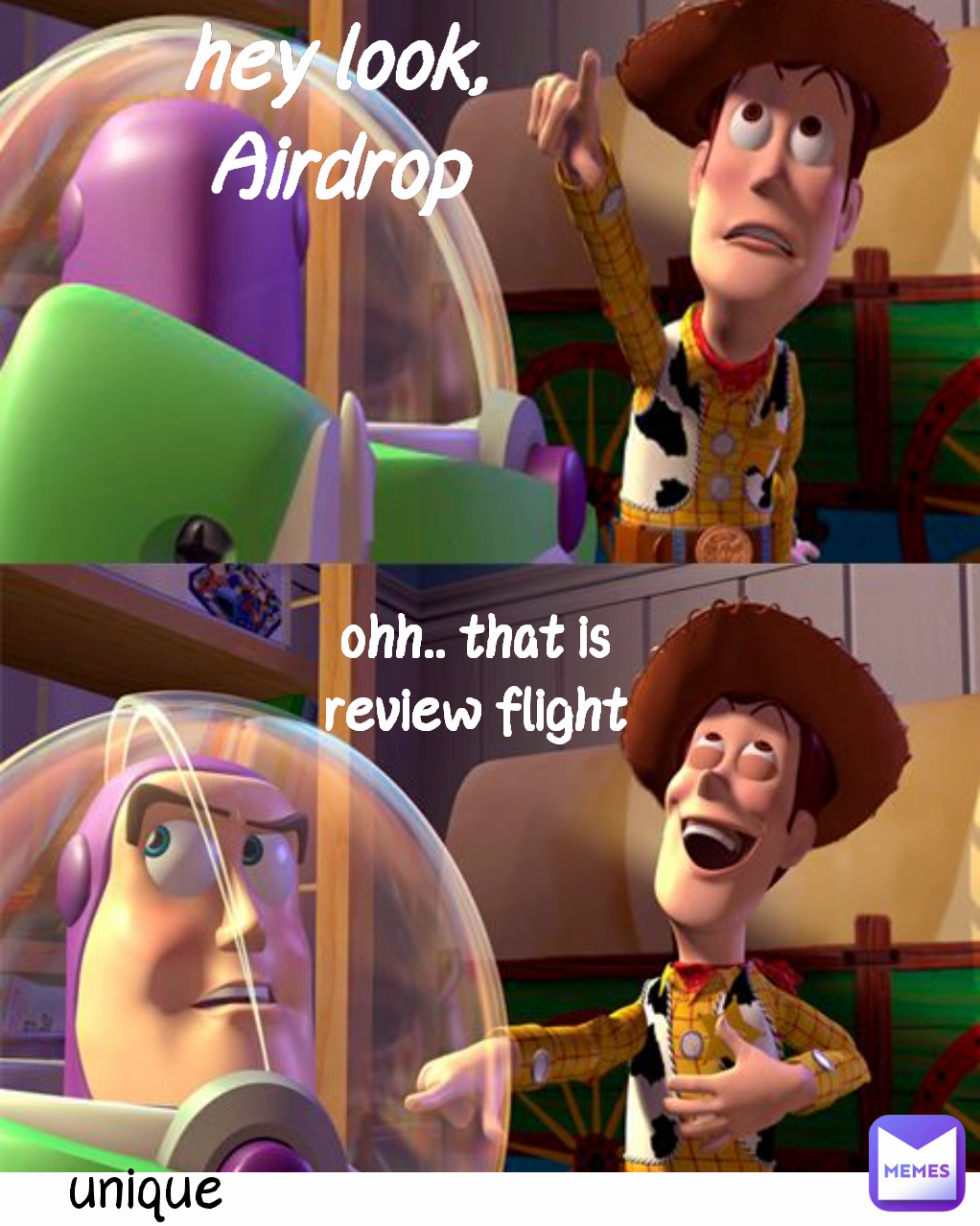 ohh.. that is review flight hey look, Airdrop unique