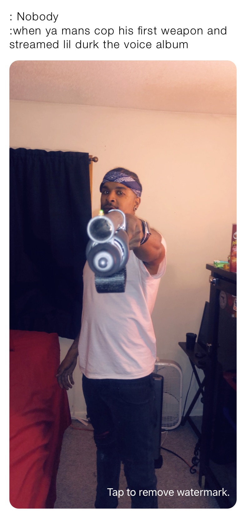 : Nobody 
:when ya mans cop his first weapon and streamed lil durk the voice album 