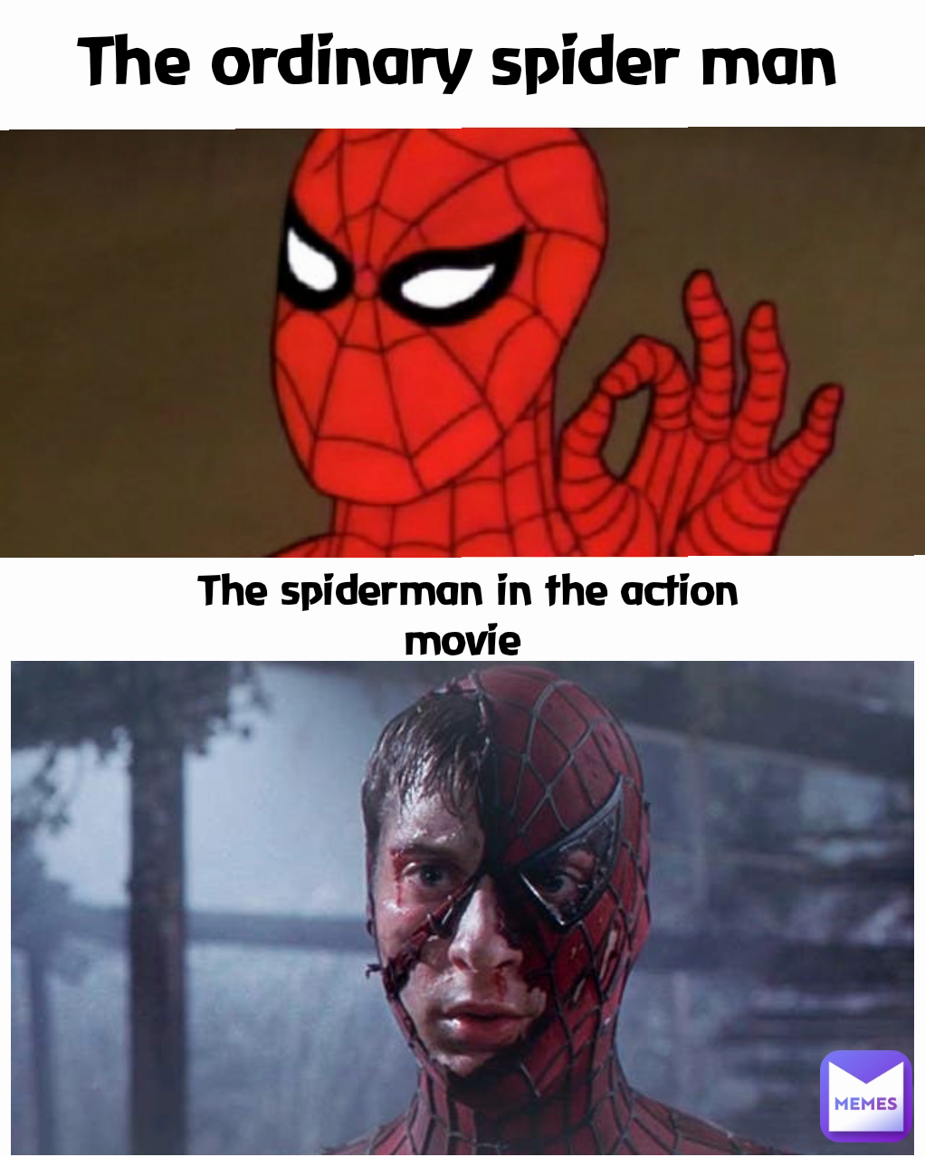 The spiderman in the action movie  The ordinary spider man