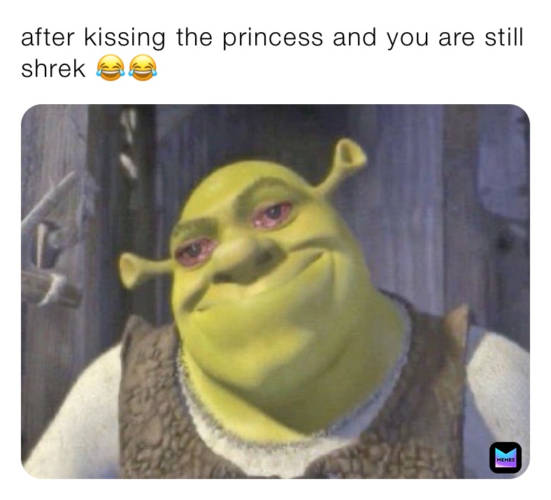 after kissing the princess and you are still shrek 😂😂