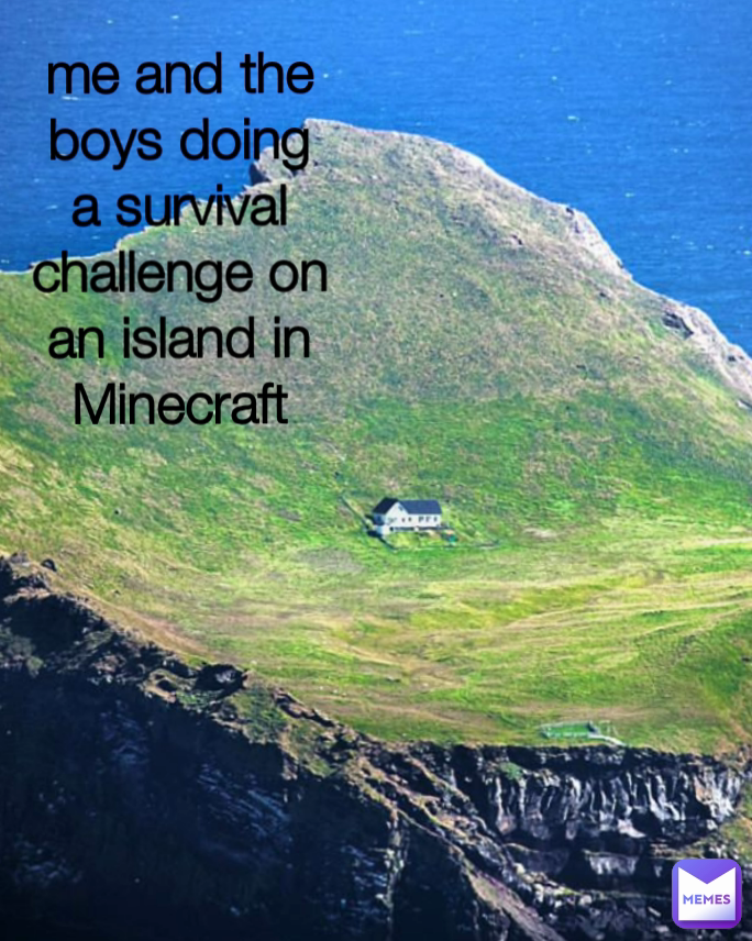 me and the boys doing a survival challenge on an island in Minecraft