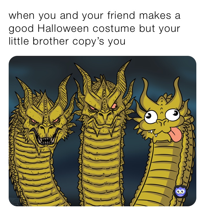 when you and your friend makes a good Halloween costume but your little brother copy’s you