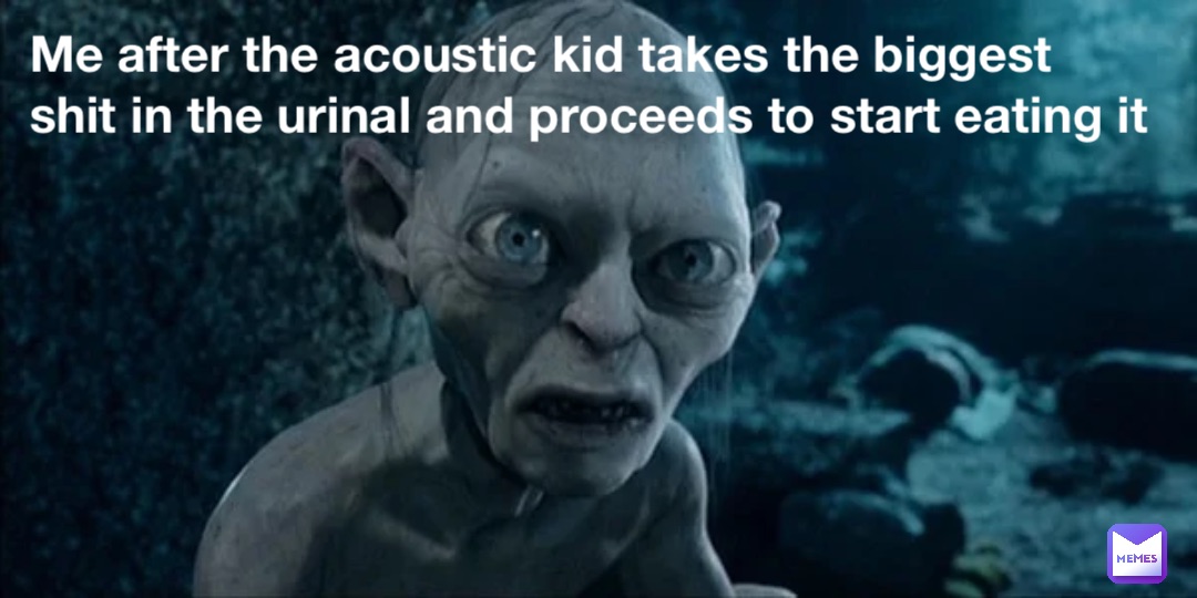 Me after the acoustic kid takes the biggest 
shit in the urinal and proceeds to start eating it