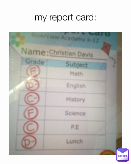 my report card: