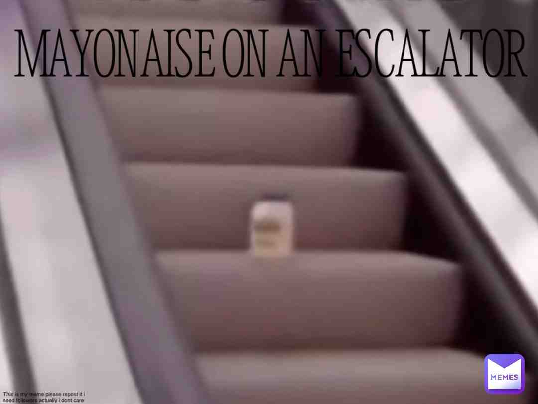 MAYONAISE ON AN ESCALATOR ITS GOING UPSTAIRS SO SEE YA LATER
