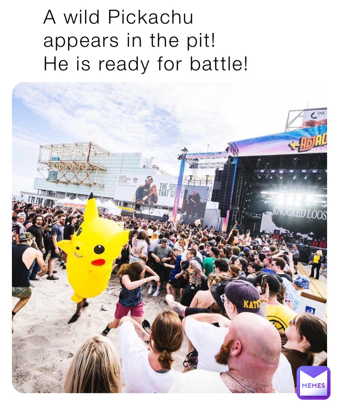 A wild Pickachu 
appears in the pit! 
He is ready for battle!