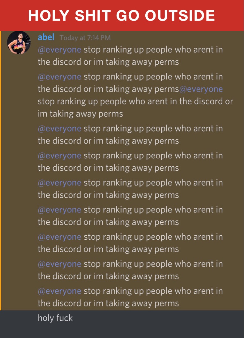 HOLY SHIT GO OUTSIDE