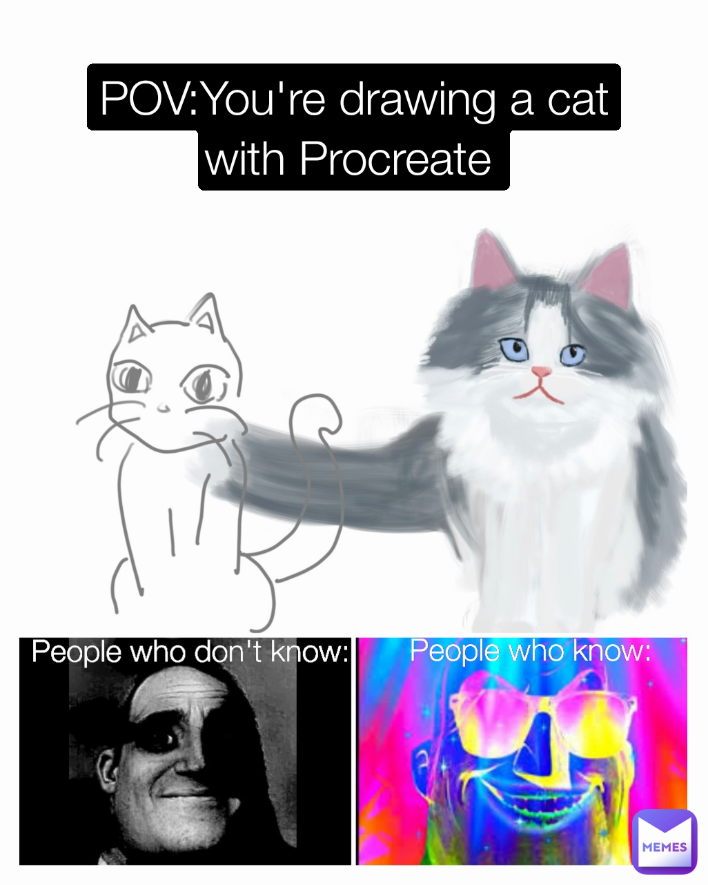 People who don't know: People who know: POV:You're drawing a cat with Procreate 