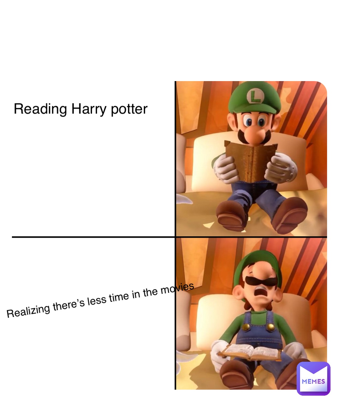 Double tap to edit Reading Harry potter Realizing there’s less time in the movies