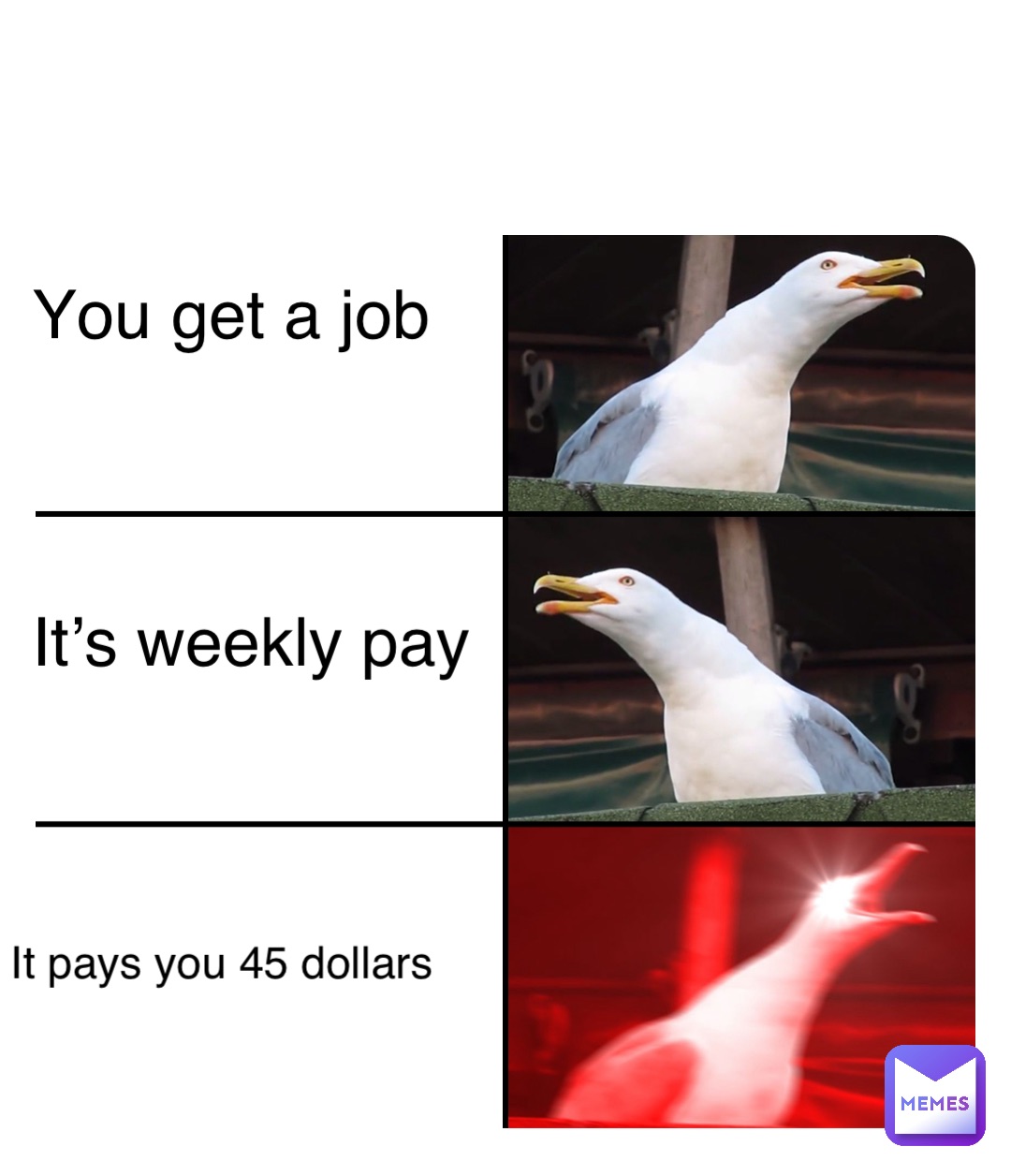 Double tap to edit You get a job It’s weekly pay It pays you 45 dollars