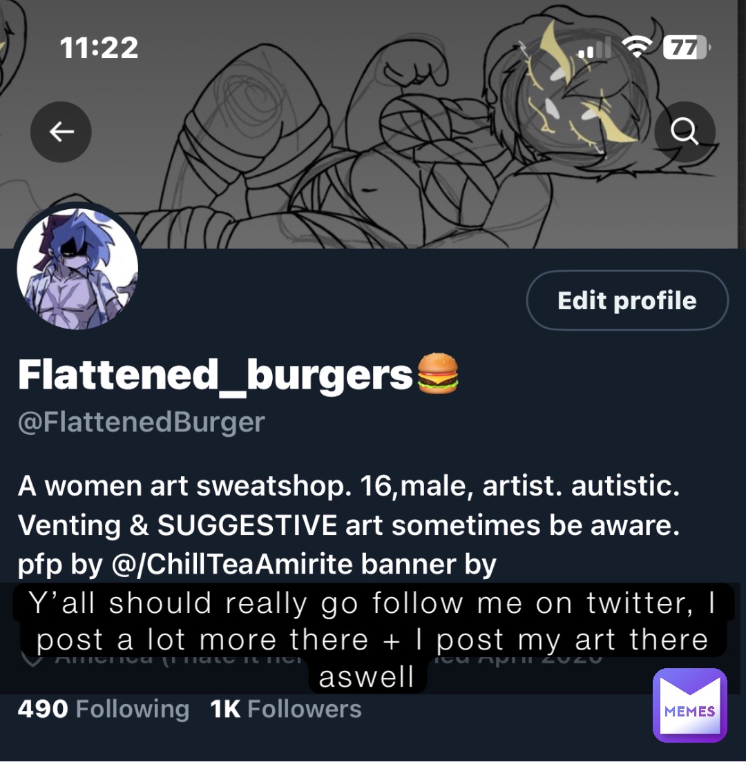 Y’all should really go follow me on twitter, I post a lot more there + I post my art there aswell