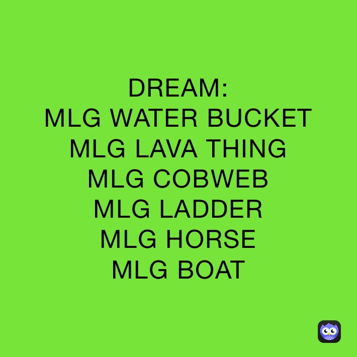 DREAM MLG WATER BUCKET MLG LAVA THING MLG COBWEB MLG LADDER MLG HORSE